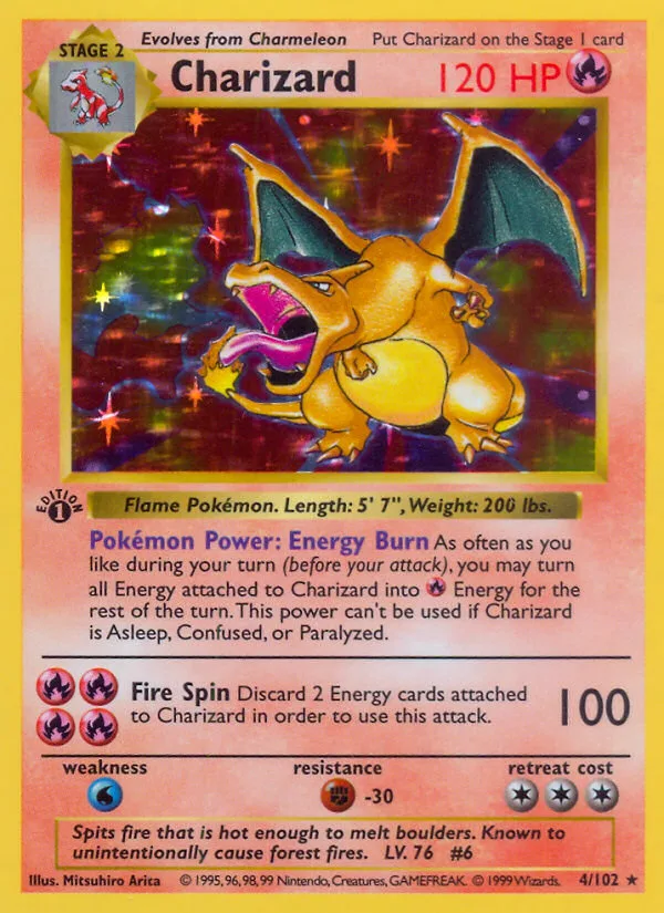 클래식 포켓몬 카드 가이드 — BASE1 Charizard, Mewtwo, Pikachu